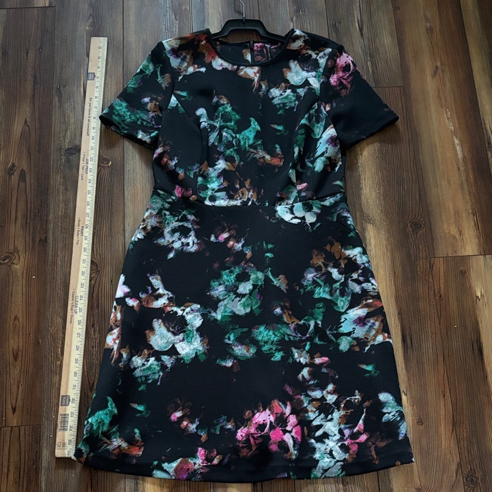 Marc New York Black Floral Midi Dress Sz 10